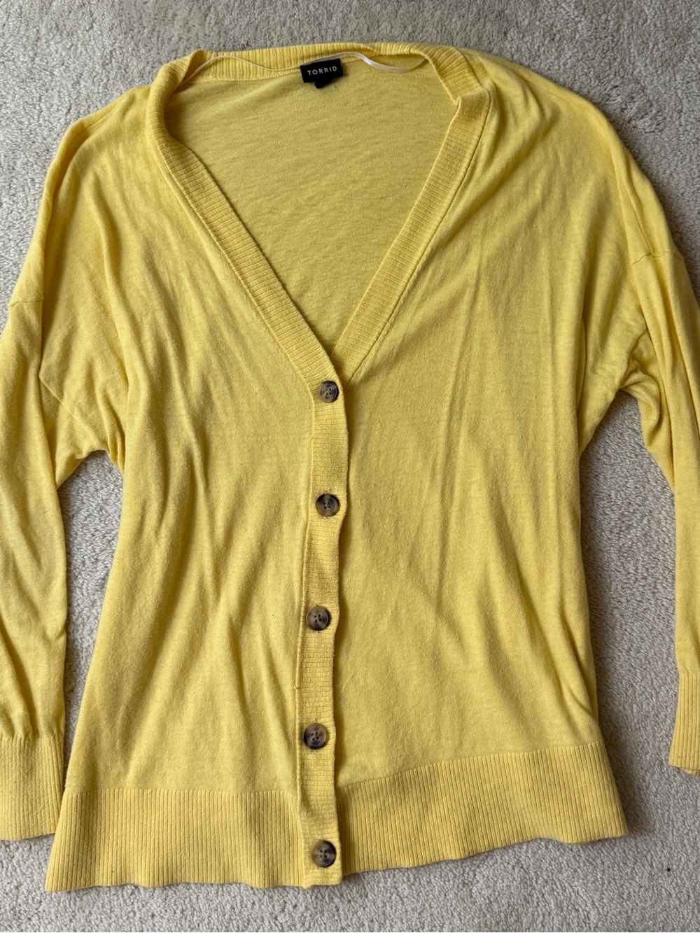 torrid Bright Yellow Button-Front V-Neck Cardigan
